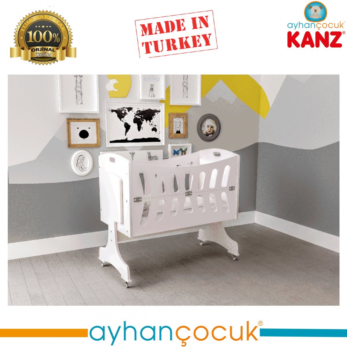 Kanz Sonno Ahşap Bebek Sepeti Anne Yanı Beşik Ayhan