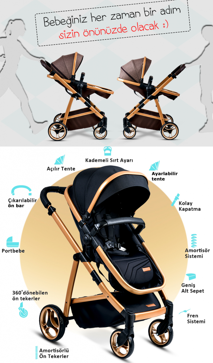 Baby Home Bh955 Gold Vip Travel Sistem Bebek Arabası Baby Home Bh955 Gold Vip Travel Sistem Bebek Arabası