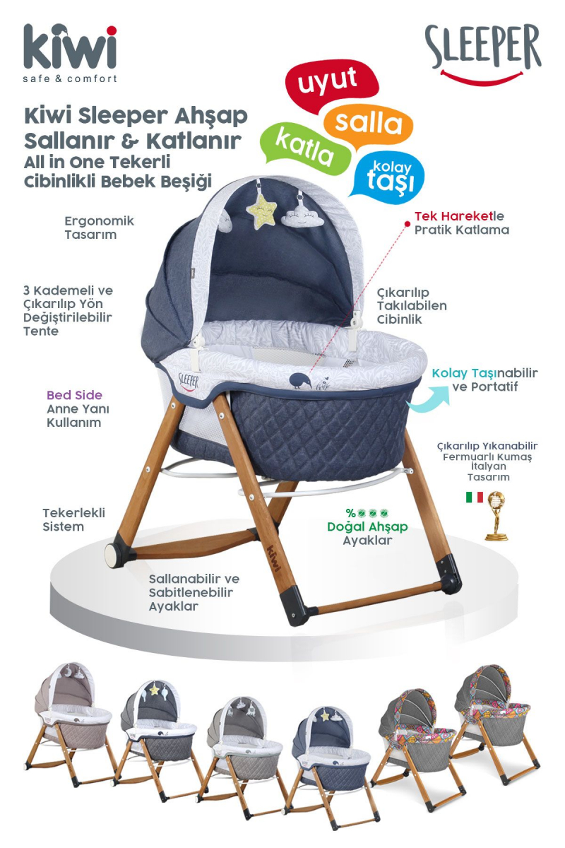 Kiwi Sleeper All In One Sallanir Katlanir Ahsap Bebek Besigi Sepet Besik Ayhan Cocuk Anne Ve Bebek Urunleri Magazasi Kampanyalar