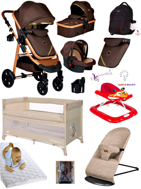 Yeni Doğan Full Set  940 Travel Sistem Bebek Arabası Lorelli Anne Yanı Park Yatak Beşik 370 Ana Kucağı Geyik Yürüteç