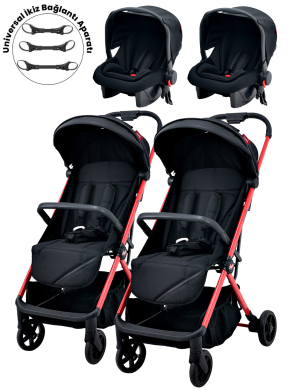 Joell Cabin Boy Kabin Ayrılıp Birleşebilen Travel Sistem İkiz Bebek Arabası