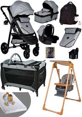 Dört Dörtlük Yeni Ekonomi Paket Baby Home  940 Travel Sistem Bebek Arabası 560 Oyun Parkı Beşik 870 Mama Sandalyesi Salıncak