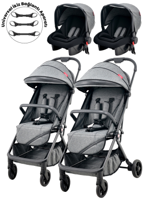 Joell Cabin Boy Kabin Ayrılıp Birleşebilen Travel Sistem İkiz Bebek Arabası