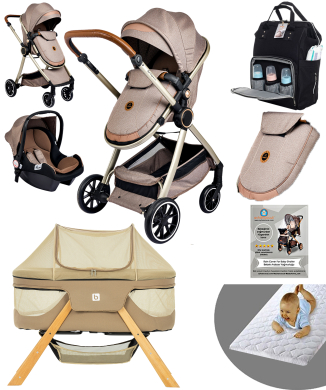 Bay Home Yeni Doğan 9 İn 1 Full Takım 990 Travel Sistem Bebek Arabası Angel Sepet Anne Yanı Beşik