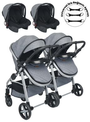 Baby Home 950 Ayrılıp Birleşebilen Travel Sistem İkiz Bebek Arabası