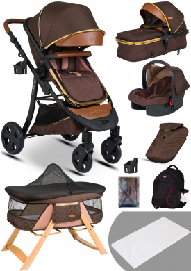 Yeni Doğan Set 9 İn 1 Baby Home 985 Travel Sistem Bebek Arabası Ve 508 Ahşap Anne Yanı Sepet Beşik