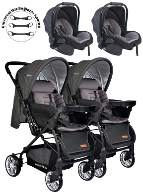 Baby Home 790 Ayrılıp Birleşebilen Travel Sistem İkiz Bebek Arabası