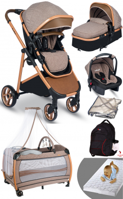 Rose Mose  Yeni Doğan Set 8 İn 1 605 Canopy Travel Sistem Bebek Arabası Ve 610 Bebek Oyun Parkı Yatak Beşik