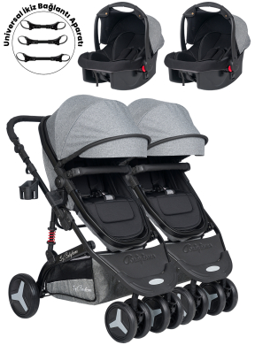 Baby Home 945 Ayrılıp Birleşebilen Travel Sistem İkiz Bebek Arabası